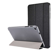 Load image into Gallery viewer, AMZER 3-Fold Silk Texture Flip Case with Holder For Samsung Galaxy Tab A 8 2019 SM-P200/ Samsung Galaxy Tab A 8 2019 SM-P205 - Black - fommystore