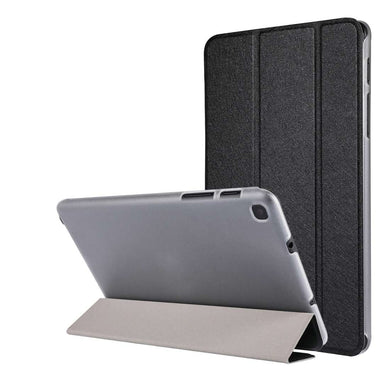 AMZER 3-Fold Silk Texture Flip Case with Holder For Samsung Galaxy Tab A 8 2019 SM-P200/ Samsung Galaxy Tab A 8 2019 SM-P205 - Black - fommystore