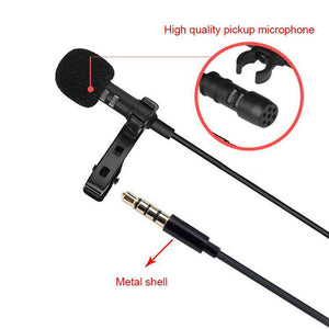 AMZER 1.5m Lavalier Wired Recording Microphone Mobile Phone Karaoke Mic - Black - fommystore