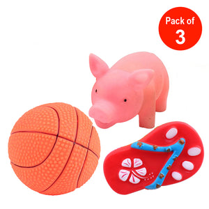 Assorted Squeaky Dog Chew Toys - pack of 3 (Random Style)