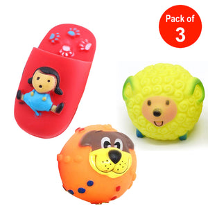 Assorted Squeaky Dog Chew Toys - pack of 3 (Random Style)
