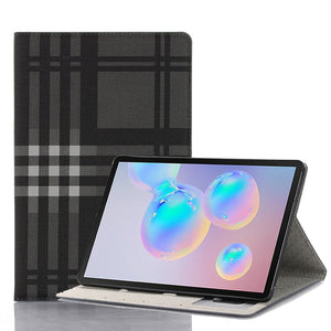 AMZER Tartan Pattern Horizontal Flip Leather Case with Card Slots & Wallet for Samsung Galaxy Tab S6 10.5 SM-T860/ SM-T865  - Grey