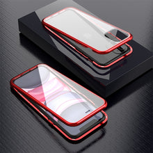 Load image into Gallery viewer, Ultra Slim Dual Side Magnetic Adsorption Angular Frame Tempered Glass Magnet Flip Case for Apple iPhone 11 Pro - fommy.com