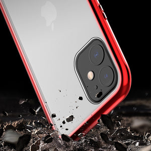 Ultra Slim Dual Side Magnetic Adsorption Angular Frame Tempered Glass Magnet Flip Case for Apple iPhone 11 Pro Max - fommy.com
