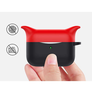 Silicone Devil Shape Earphone Protective Case With Wireless Charging for AirPods Pro - Black/ Red - fommy.com