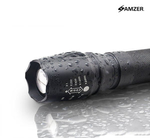 Waterproof Tactical Zoom Torch/ Flashlight With 5 Mode Settings & Wrist Lanyard Included