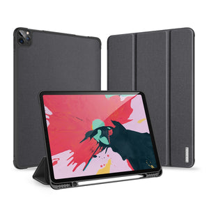 AMZER Horizontal PU Leather Case With Three-folding Holder & Pen Slot for iPad Pro 12.9 (4th/5th Gen) - Black