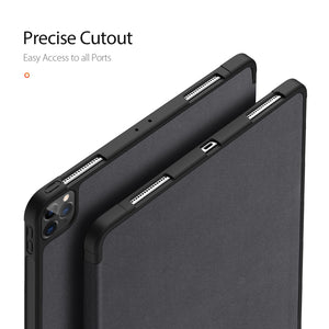 Horizontal PU Leather Case With Three-folding Holder & Pen Slot for Apple iPad Pro 12.9 (2020) - Black - fommy.com