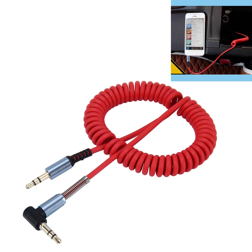3-pole Male to Male Plug Audio AUX Retractable Coiled Cable