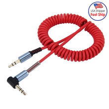 Load image into Gallery viewer, 3-pole Male to Male Plug Audio AUX Retractable Coiled Cable