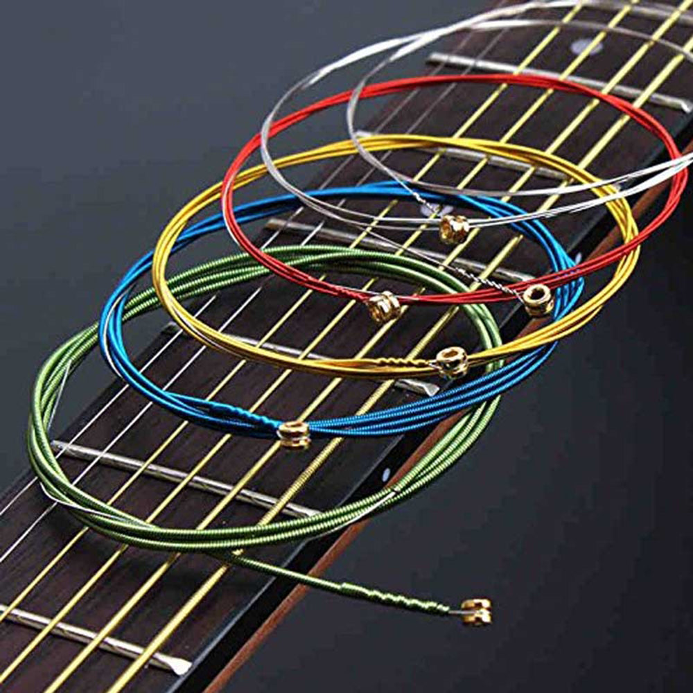 AMZER Guitar Strings Orchestral Instrument Strings Perfect 1 Set 6Pcs Rainbow Colorful E-A Guitar Strings - fommy.com