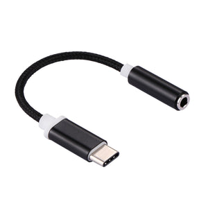 USB-C/Type-C Male to 3.5mm Female Weave Texture Audio Adapter 10cm - charger cable - fommystore