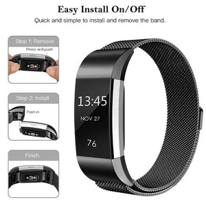 AMZER Stainless Steel Wrist Strap Watchband for FITBIT Charge 2 - Size: L - fommy.com