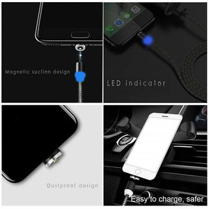 2 in 1 USB to Micro USB + Type-C / USB-C Magnetic Metal Joint Nylon Braided Charging Cable, Length - 1m - Black - fommy.com