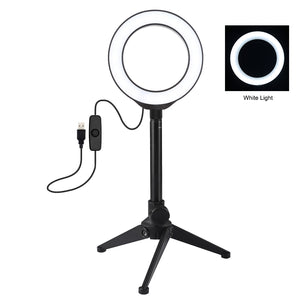 AMZER Live Broadcast Kits 4.7 inch 12cm Ring Light + Desktop Tripod Selfie Stick Mount USB White Light LED Ring
