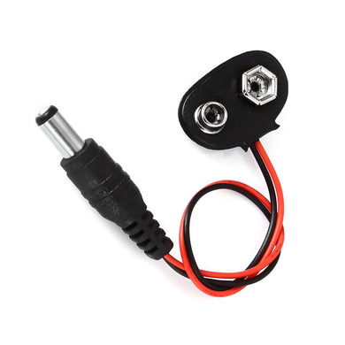 9V Battery Snap Connector to DC Male Dedicated Power Adapter Cable for Arduino Boards - Black