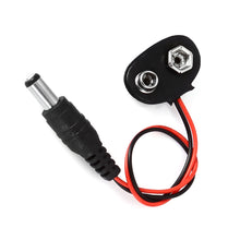 Load image into Gallery viewer, 9V Battery Snap Connector to DC Male Dedicated Power Adapter Cable for Arduino Boards - Black