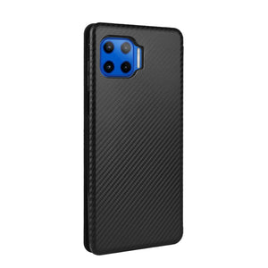 AMZER Carbon Fiber Texture Magnetic Horizontal Flip TPU + PC + PU Leather Case with Card Slot for Motorola One 5G / Moto G 5G Plus - fommy.com