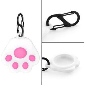 AMZER Cat Paw Design Silicone Protective Holder Case with Carabiner For Apple AirTag