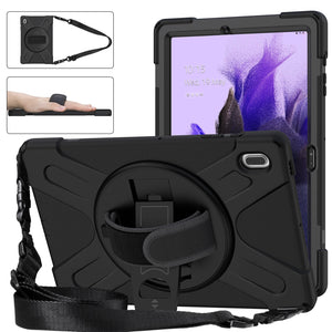 AMZER Silicone + PC Protective Case with Holder with Shoulder Strap, Hand Grip for Samsung Galaxy Tab S7 FE 5G T730
