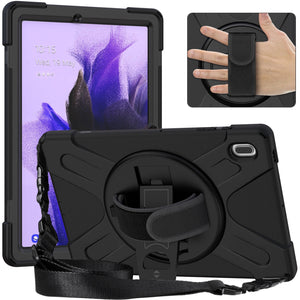 AMZER Silicone + PC Protective Case with Holder with Shoulder Strap, Hand Grip for Samsung Galaxy Tab S7 FE 5G T730