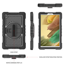 Load image into Gallery viewer, AMZER TUFFEN Multilayer Case with 360 Degree Rotating Kickstand with Shoulder Strap, Hand Grip for Samsung Galaxy Tab A7 Lite T220 / T225
