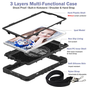 AMZER TUFFEN Multilayer Case with 360 Degree Rotating Kickstand with Shoulder Strap, Hand Grip for Samsung Galaxy Tab A7 Lite T220 / T225