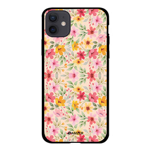 Motif Floral Glass Case Cover For iPhone 12 mini