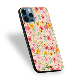 Motif Floral Glass Case Cover For iPhone 12 Pro Max