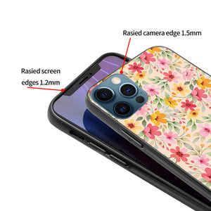 Motif Floral Glass Case Cover For iPhone 12 Pro Max