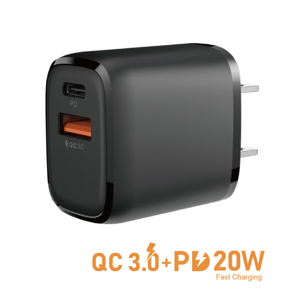 Wall Charger Dual Port 20W Power Drive QC 3.0 Fast Charging Adapter