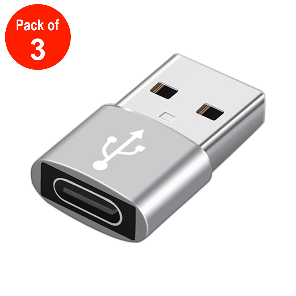 AMZER USB 3.0 Type C Female to USB Male Adapter Support Charging & Transmission, Works for iPhone 11 Pro Max,Airpods iPad 2018,Samsung Galaxy Note 10/20/S20+/20+ Ultra,Google Pixel 4/4a/3/3A/2XL - {pack of 3}