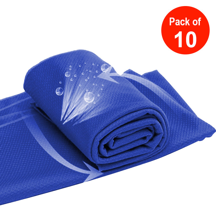 AMZER Arctic Cool Towel Outdoor Sports Portable Cold Feeling Prevent Heatstroke Chill Towel - Dark Blue - pack of 10