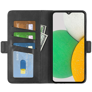 AMZER Dual-side Magnetic Buckle Horizontal Flip Leather Wallet Case with Holder & Card Slots for Samsung Galaxy A03 Core