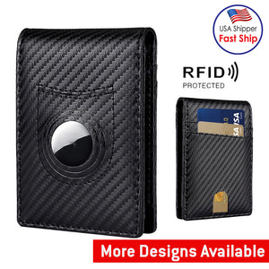 AMZER RFID Leather Wallet and Credit Card Holder for Use With AirTag