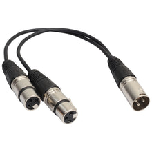 Load image into Gallery viewer, 3 Pin XLR CANNON 1 Male to 2 Female Audio Connector Adapter Cable for Microphone / Audio Equipment - 30cm