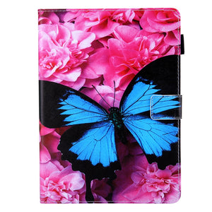 Butterfly with Flowers Printed Case with Card Slots for 10.2 Inch iPad 7th, 8th, 9th Gen