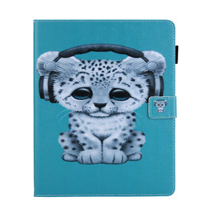 Cat Printed Blue Case with Holder for 10.2 Inch iPad 7th, 8th, 9th Gen