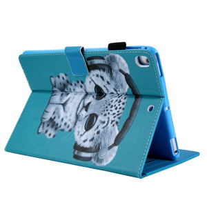 Cat Printed Blue Leather Case for 10.2 Inch iPad 7th, 8th, 9th Gen