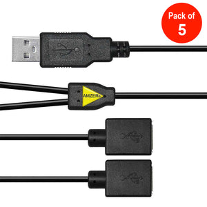 USB 2.0 A Male To Dual USB Female Y Splitter Power Cord Adapter Cable x5 PACK