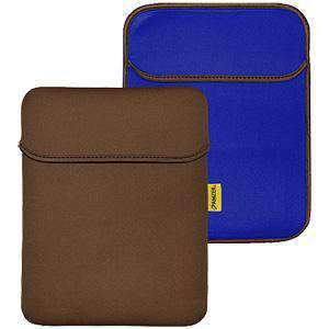 Amzer® Reversible Neoprene Vertical Sleeve with Pocket - Chocolate Brown/ Teal Blue - fommy.com