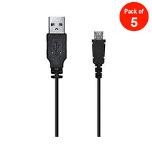 Load image into Gallery viewer, Amzer® Universal Micro USB to USB 2.0 Data Sync and Charge Cable - Black - 2ft - pack of 5