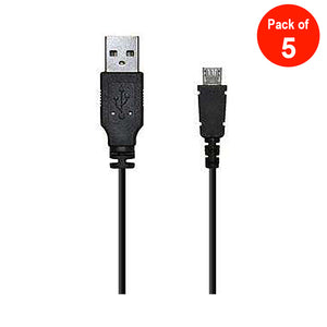Amzer® Universal Micro USB to USB 2.0 Data Sync and Charge Cable - Black - 2ft - pack of 5