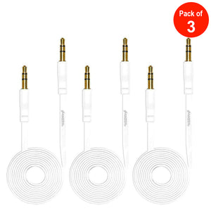 AMZER Durable 3.5mm Auxiliary Audio Flat Cable - 3ft - pack of 3