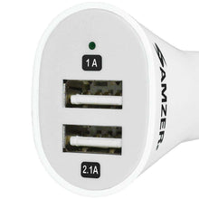 Load image into Gallery viewer, AMZER Dual USB 2 Port Handy Car Charger - White - fommystore