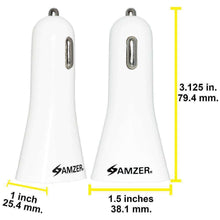 Load image into Gallery viewer, AMZER Dual USB 2 Port Handy Car Charger - White - fommystore