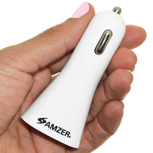 AMZER Dual USB 2 Port Handy Car Charger - White - fommystore