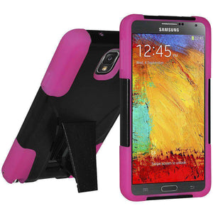 AMZER Dual Layer Hybrid Kickstand Case for Samsung GALAXY Note 3 - Black/HotPink
