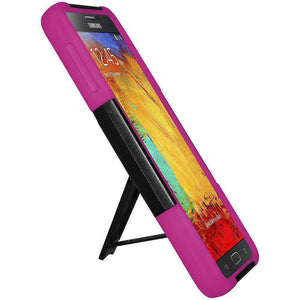 AMZER Dual Layer Hybrid Kickstand Case for Samsung GALAXY Note 3 - Black/HotPink - fommystore