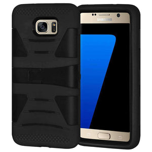 AMZER Dual Layer Hybrid KickStand Case for Samsung GALAXY S7 - Black/ Black